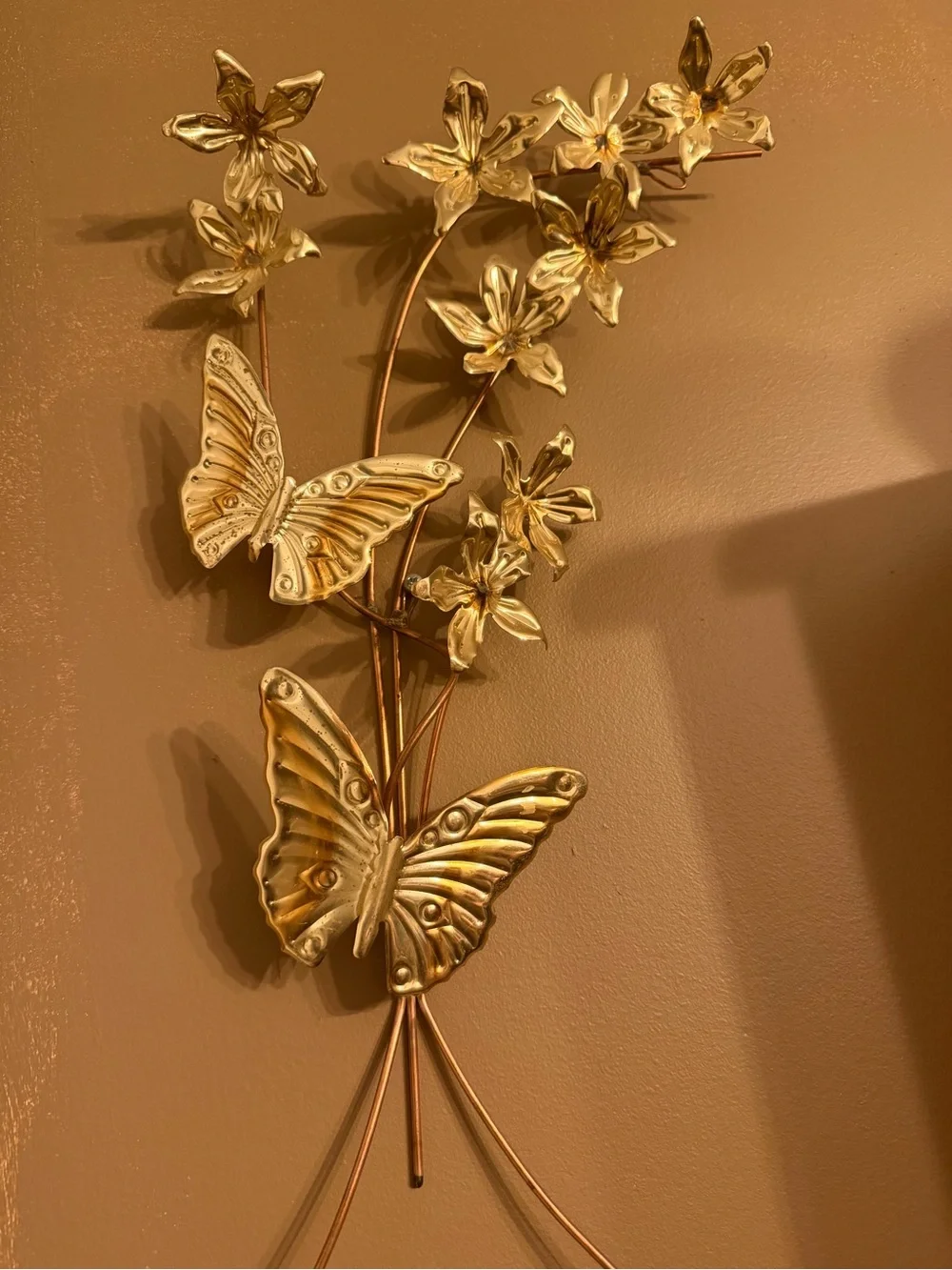 Brass Butterfly Floral Wall Decor set